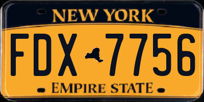 NY license plate FDX7756