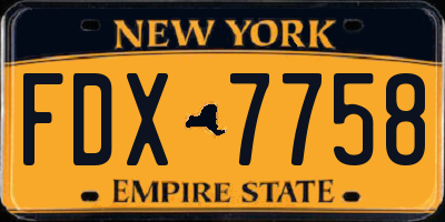 NY license plate FDX7758