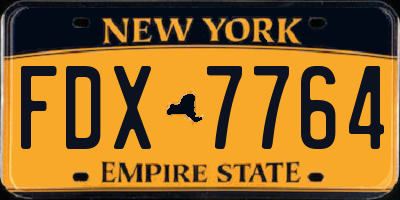 NY license plate FDX7764