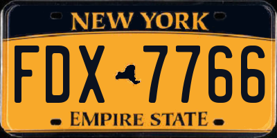 NY license plate FDX7766