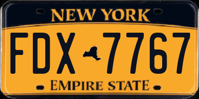 NY license plate FDX7767