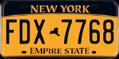 NY license plate FDX7768