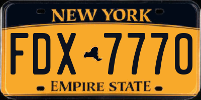 NY license plate FDX7770