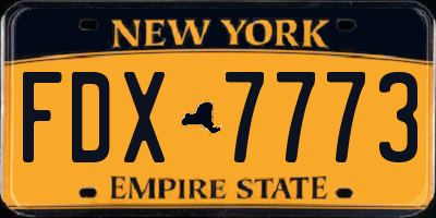 NY license plate FDX7773