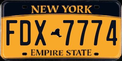 NY license plate FDX7774