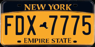 NY license plate FDX7775