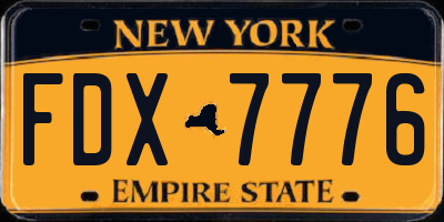 NY license plate FDX7776