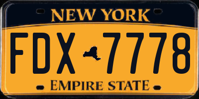 NY license plate FDX7778
