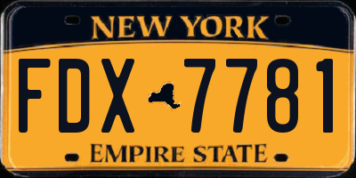 NY license plate FDX7781