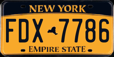 NY license plate FDX7786