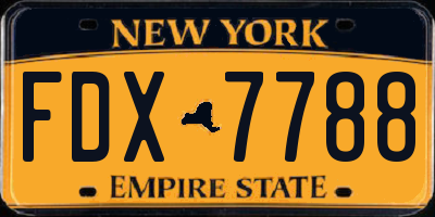 NY license plate FDX7788