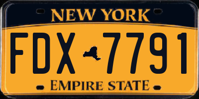 NY license plate FDX7791