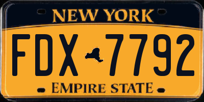 NY license plate FDX7792