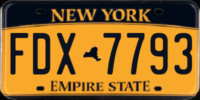 NY license plate FDX7793