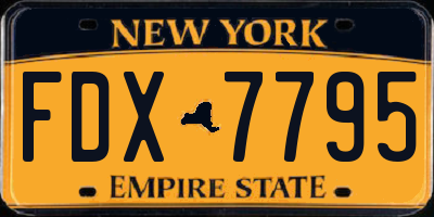 NY license plate FDX7795