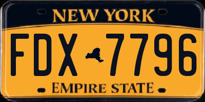 NY license plate FDX7796