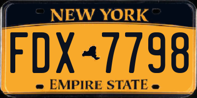 NY license plate FDX7798