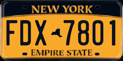 NY license plate FDX7801
