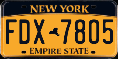 NY license plate FDX7805