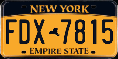 NY license plate FDX7815