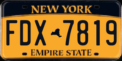 NY license plate FDX7819