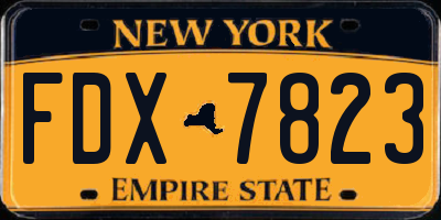 NY license plate FDX7823