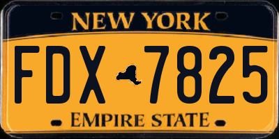 NY license plate FDX7825