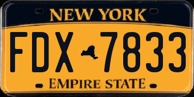 NY license plate FDX7833