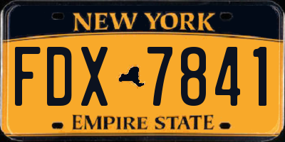 NY license plate FDX7841