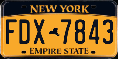 NY license plate FDX7843
