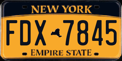 NY license plate FDX7845
