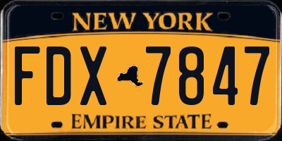 NY license plate FDX7847