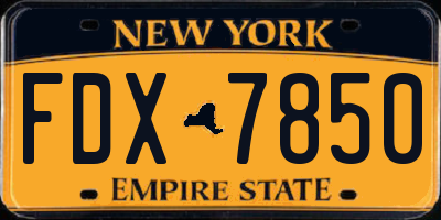 NY license plate FDX7850