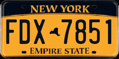 NY license plate FDX7851