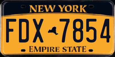 NY license plate FDX7854