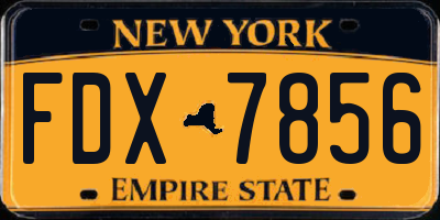 NY license plate FDX7856