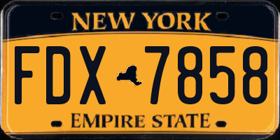 NY license plate FDX7858