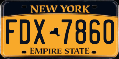 NY license plate FDX7860