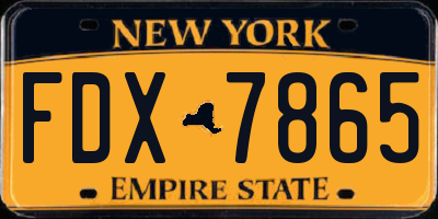 NY license plate FDX7865