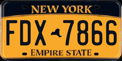 NY license plate FDX7866