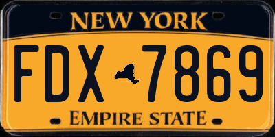 NY license plate FDX7869