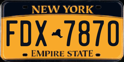 NY license plate FDX7870