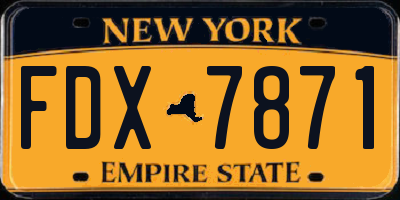 NY license plate FDX7871