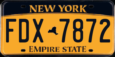 NY license plate FDX7872