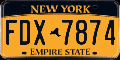NY license plate FDX7874