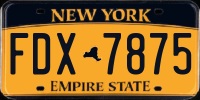 NY license plate FDX7875