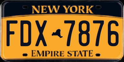 NY license plate FDX7876