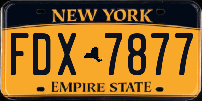 NY license plate FDX7877