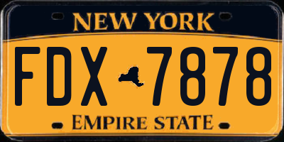 NY license plate FDX7878