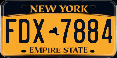NY license plate FDX7884